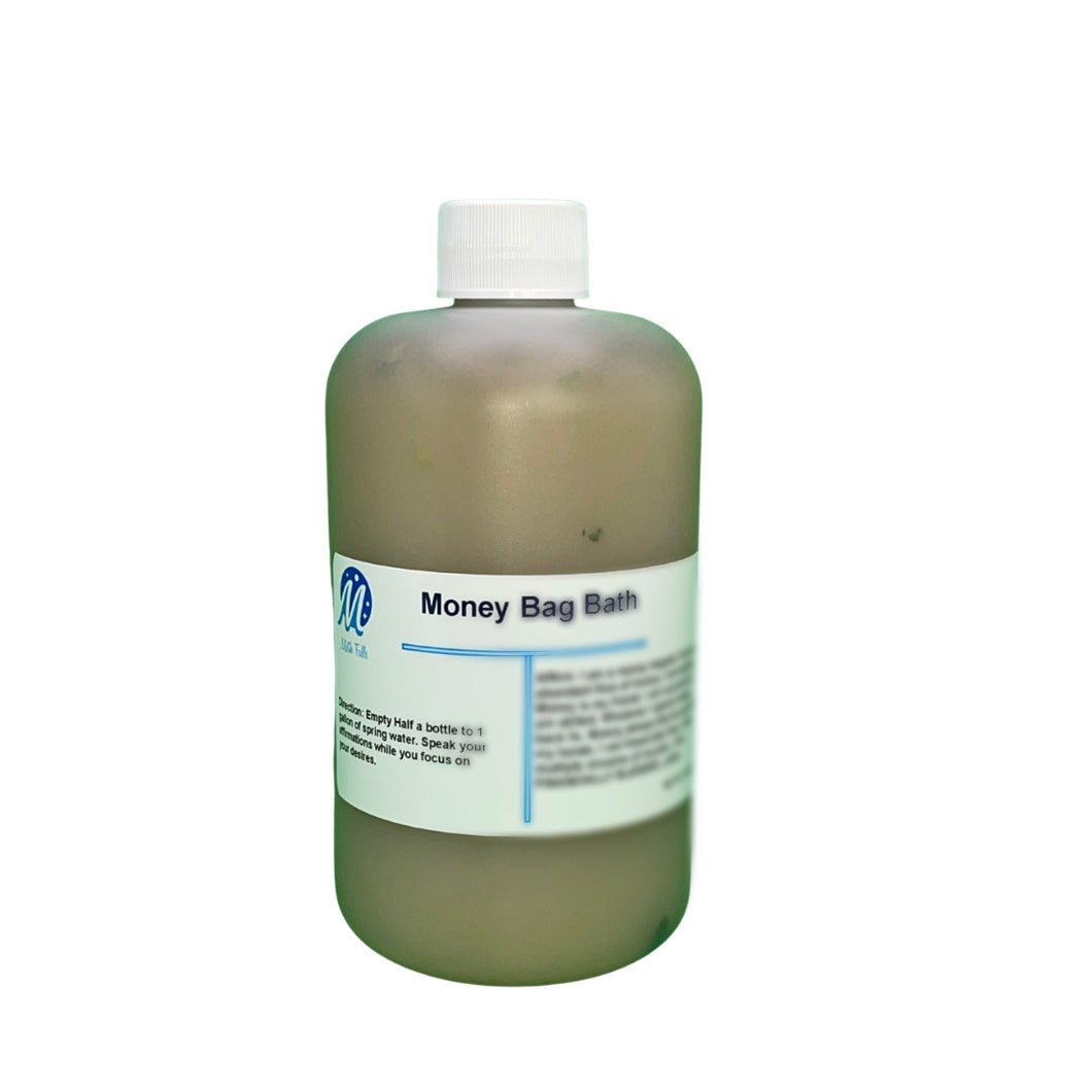 Attract financial abundance with our handcrafted Money Bag Bath. Infused with herbs and oils for prosperity rituals.